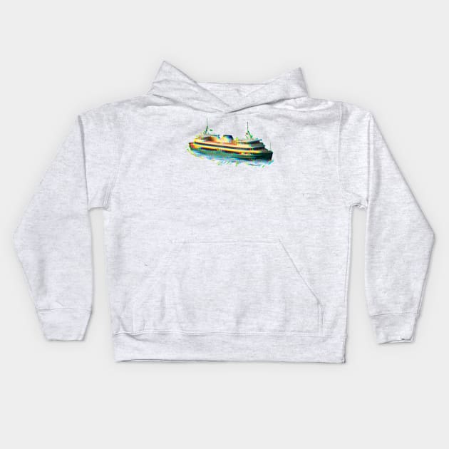 Reckless - Manly Ferry (white type) Kids Hoodie by Simontology